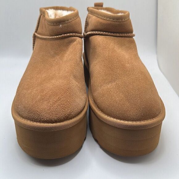 CUSHIONAIRE Women's Genuine Suede pull on platform boot +Memory Foam 9 CHESTNUT - Picture 2 of 7